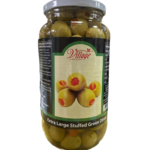 VILLAGE XLSTUFFED GREEN OLIVES 525g